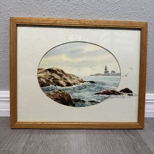 Keith Hoffman Signed Original Watercolor Lighthouse Scene Pennsylvania Artist